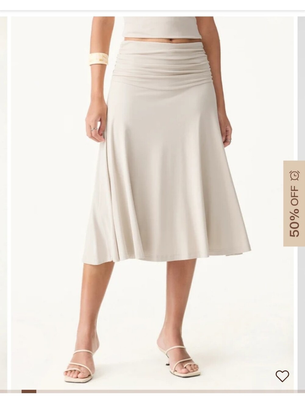 OGL Eco-SkinKiss® Flowy Side Ruched A-Line Midi Skirt